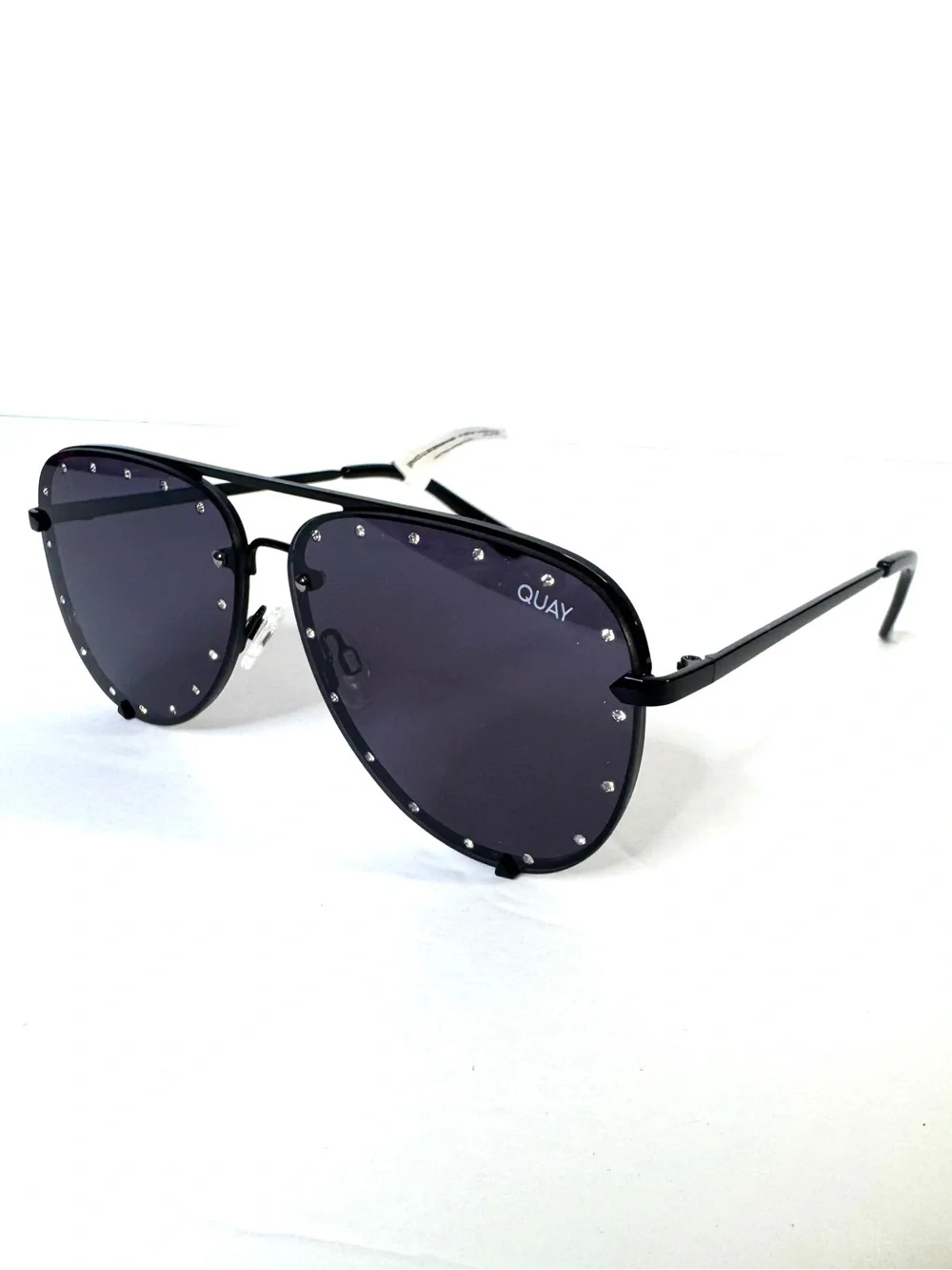 QUAY Australia NEW High Key Rhinestone Sunglasses Black